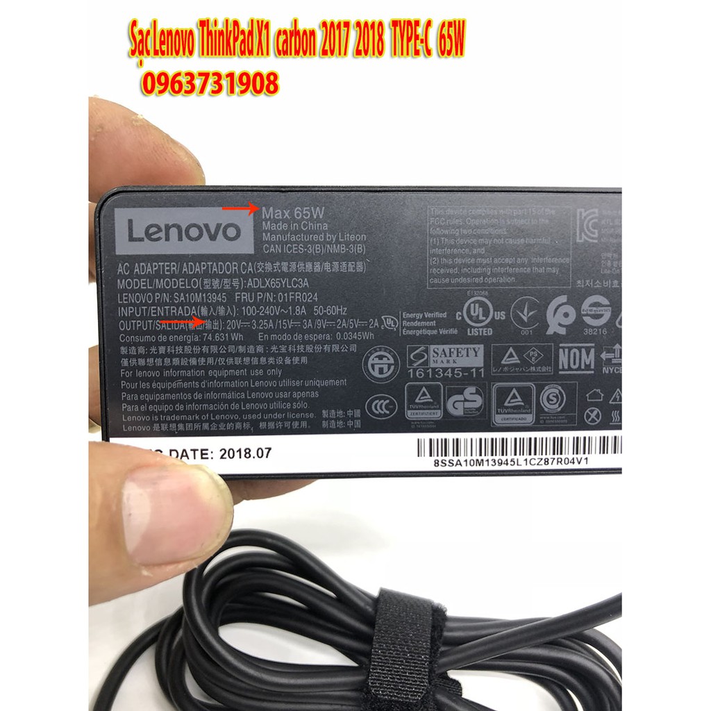 SẠC LAPTOP LENOVO THINKPAD X1 CARBON 2017 2018 CHÍNH HÃNG