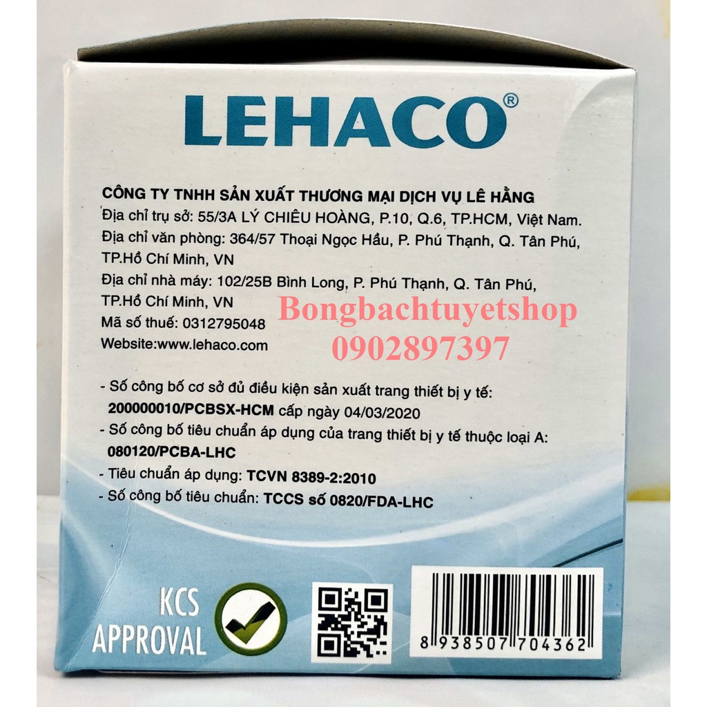Khẩu trang Màu Trắng Lehaco 4 lớp kháng khuẩn 50 cái/ hộp - Khẩu trang y tế Lehaco
