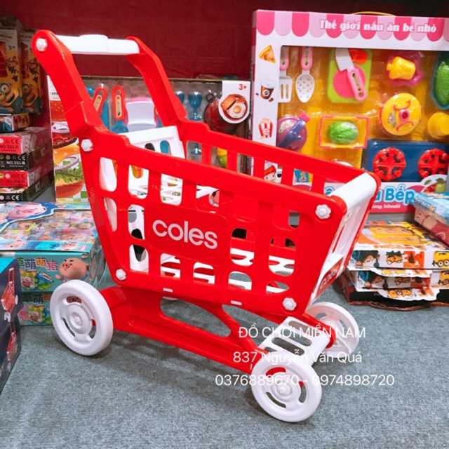 [Cao 47cm, Chắc chắn] Hộp đồ chơi xe đẩy siêu thị cao cấp dành cho bé (Không kèm phụ kiện, rau củ)