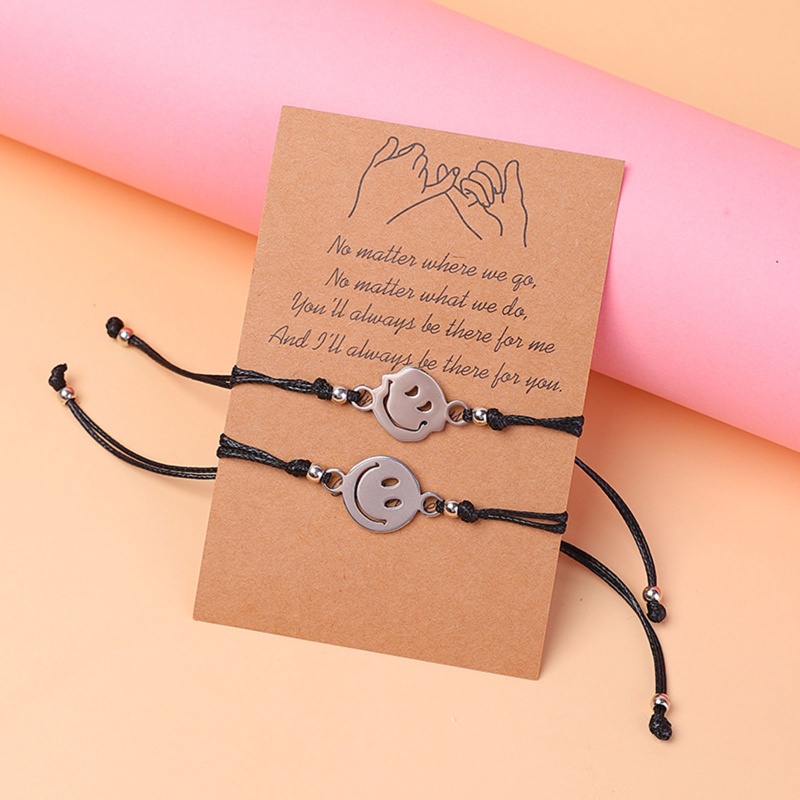 Vòng Tay Dây Sáp Bện Mặt Cười Có Thể Điều Chỉnh