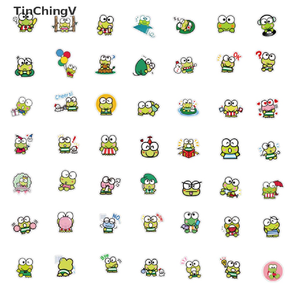 Bộ 100 Miếng Dán Chống Thấm Nước Hình Chú Ếch Mắt To Kiểu Graffiti Trang Trí Ván Trượt / Xe Hơi