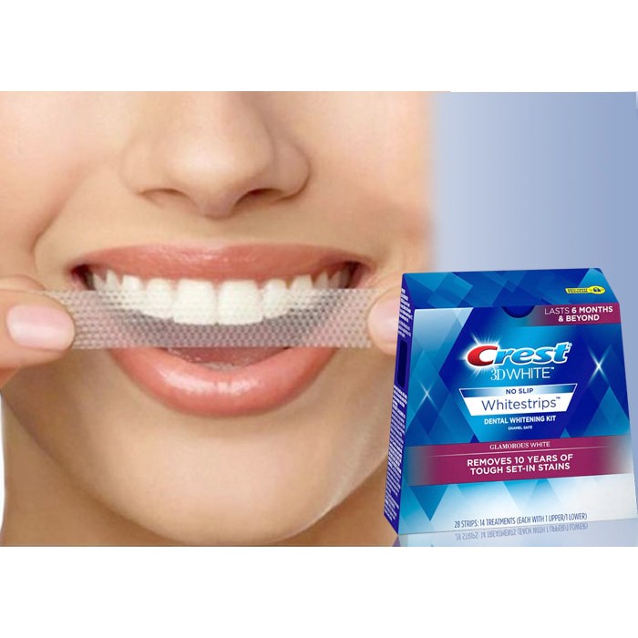 Miếng Dán Crest 3D White No Slip Whitestrips Lasts 6 Months & Beyond Tẩy Trắng Răng - USA Chính Hãng