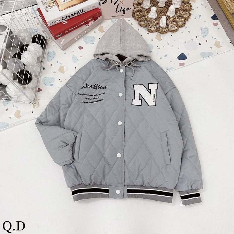 Áo phao trám bomber có mũ - áo bóng chày nam nữ cực ấm - có ảnh thật
