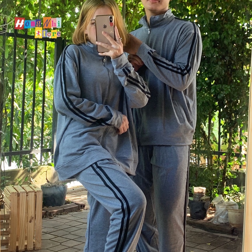 Set Bộ Thể Thao Oversize Ulzzang Unisex Áo Khoác Tay Dài Quần Jogger Dài Màu Xám Cao Cấp - MM