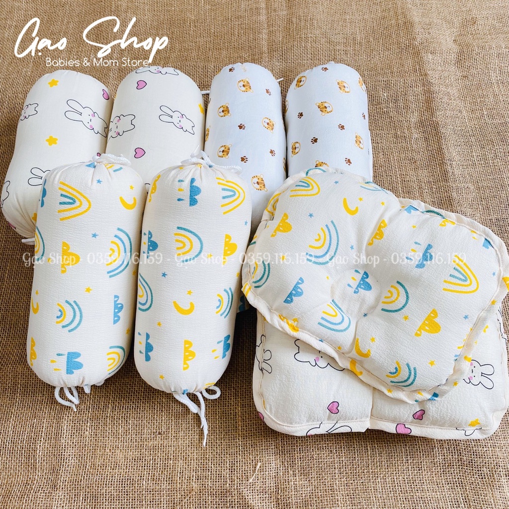 Bộ gối chặn em bé BABY BEE cao cấp, Bộ chẹn chống giật mình cho bé sơ sinh