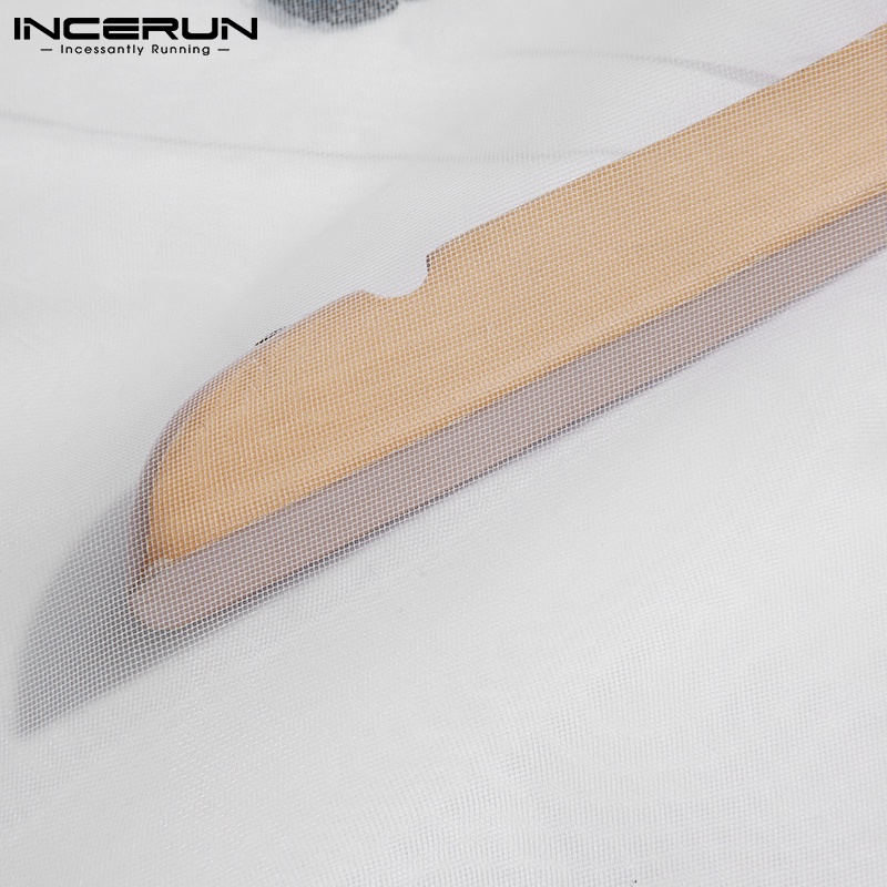 Áo kiểu ba lỗ INCERUN vải lưới xuyên thấu thêu hoa cho nam