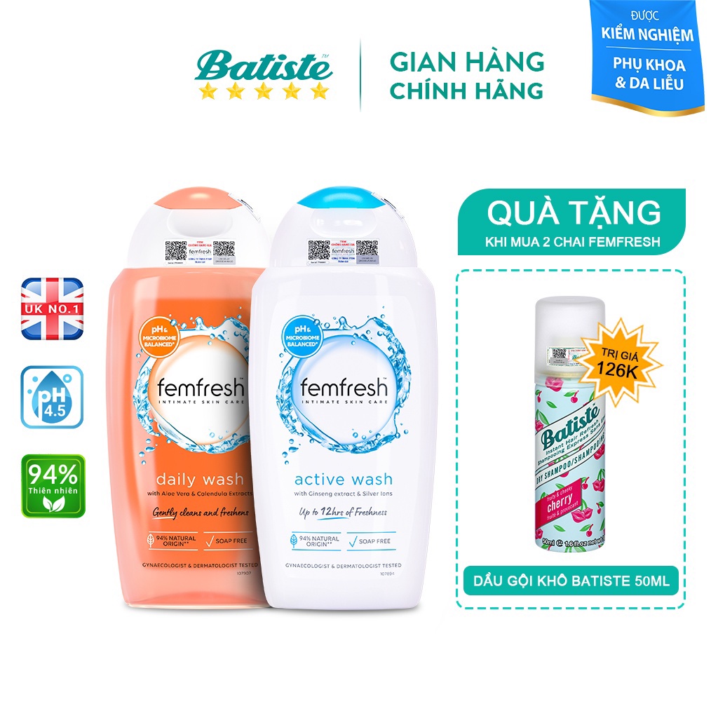 [Mua 2 Tặng 1] Mua 2 Chai Dung Dịch Vệ Sinh Phụ Nữ Femfresh 250ml Tặng Phần Quà Ngẫu Nhiên