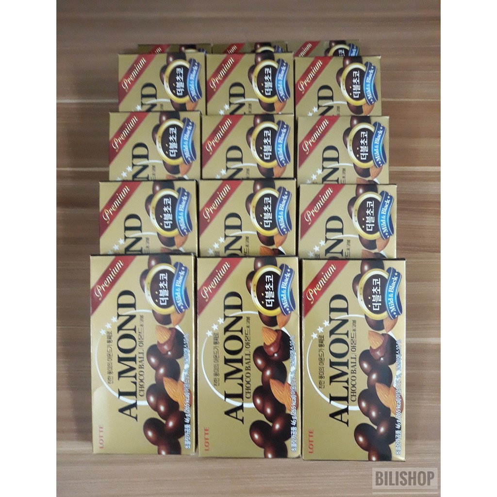 Socola hạnh nhân Hàn Quốc hộp 12 viên 46 gram - Combo 3 hộp