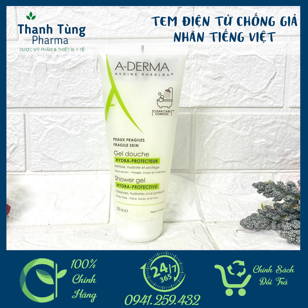Gel rửa mặt, tắm gội hàng ngày cho da mỏng manh A-DERMA SHOWER GEL HYDRO-PROTECTIVE ADERMA