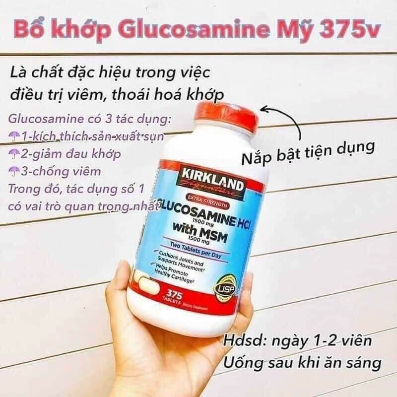 Viên uống bổ sung Glucosamine cho xương khớp - Kirkland Glucosamine HCl 1500mg with MSM