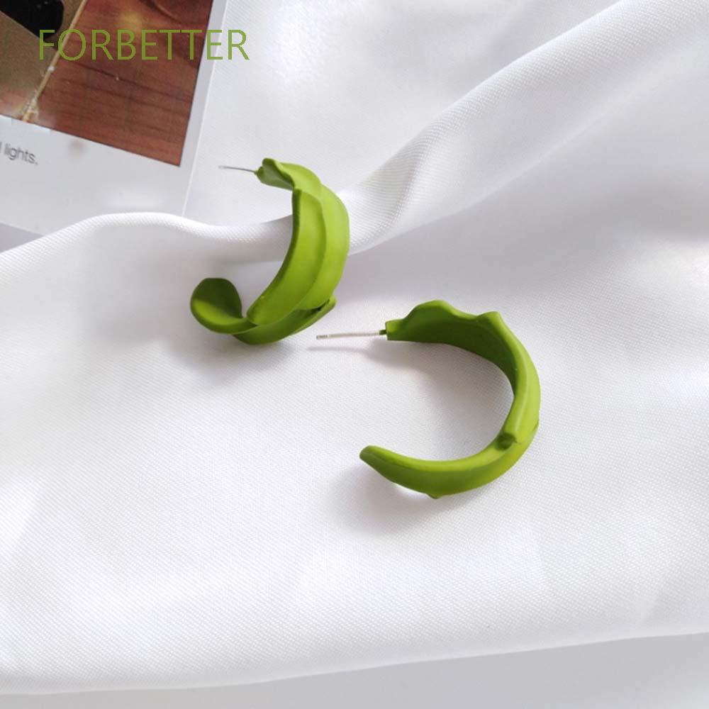 Bông tai acrylic hình tròn/ vuông màu xanh lá thời trang