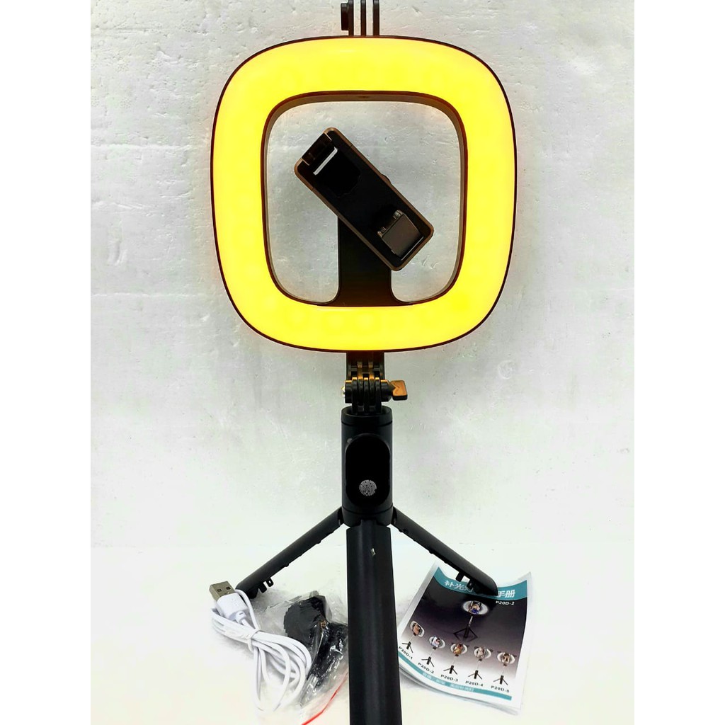 Chân Tripod + Vòng Đèn Hình Vuông P20D