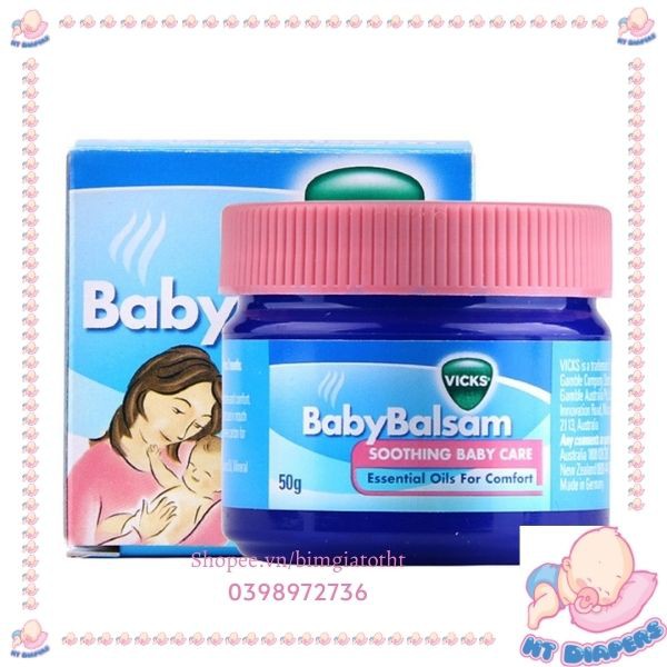 Dầu Bôi Ấm Ngực Vick Baby Balsam Úc, Giữ Ấm Cho Bé 50g [Date 1/2023]