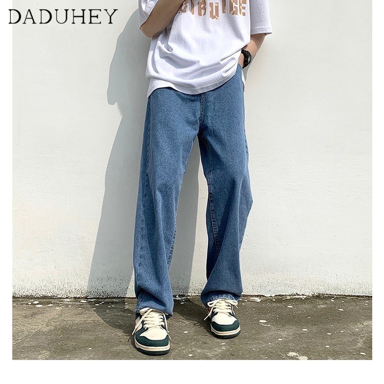 Quần jean ống thẳng rộng thắt lưng cao thời trang đường phố cao cấp mùa thu 2022 mới cho nam