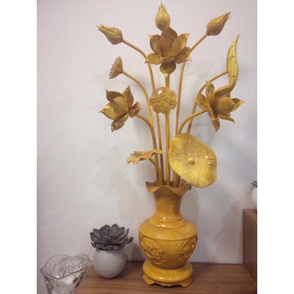 Hoa sen gỗ mít cao 87 cm