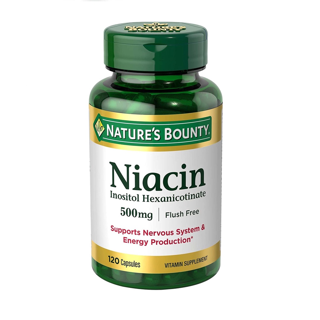 Nature's Bounty Niacin 500mg Flush Free 500mg - Viên uống hỗ trợ hệ thần kinh, duy trì cholesterol , năng lượng 120 viên