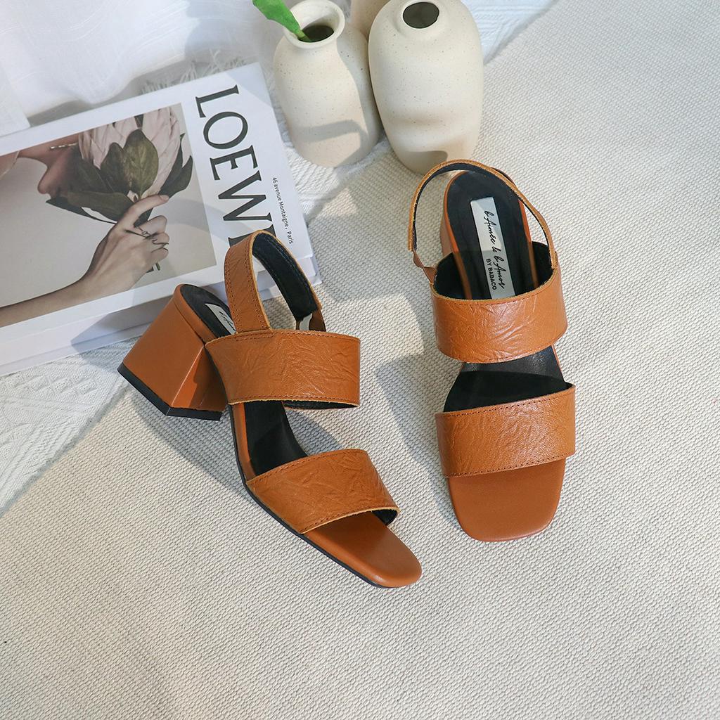 Sandal nữ da thật cao gót Casuals Leather đế vuông 6p thời trang bAimée & bAmor - MS3036