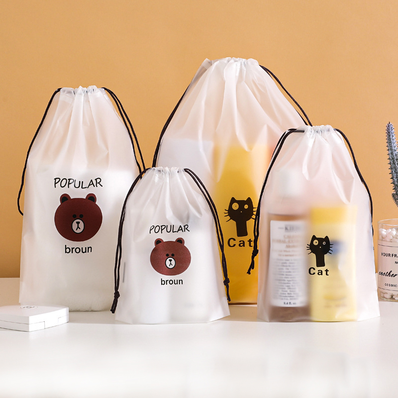 Túi Đựng Đồ EVA Có Dây Rút Họa Tiết Gấu Dễ Thương Chống Nước Dùng Để Sắp Xếp Quần Áo/Giày Dép/Quần Lót/Vớ
