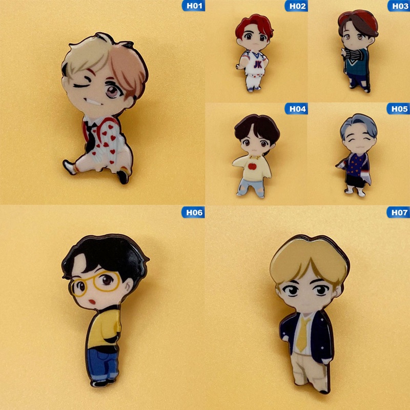 Sawadik Cartoon New Kpop Bts Bangtan Boys Pop Up Store [ House Of Bts ] Enamel Pins