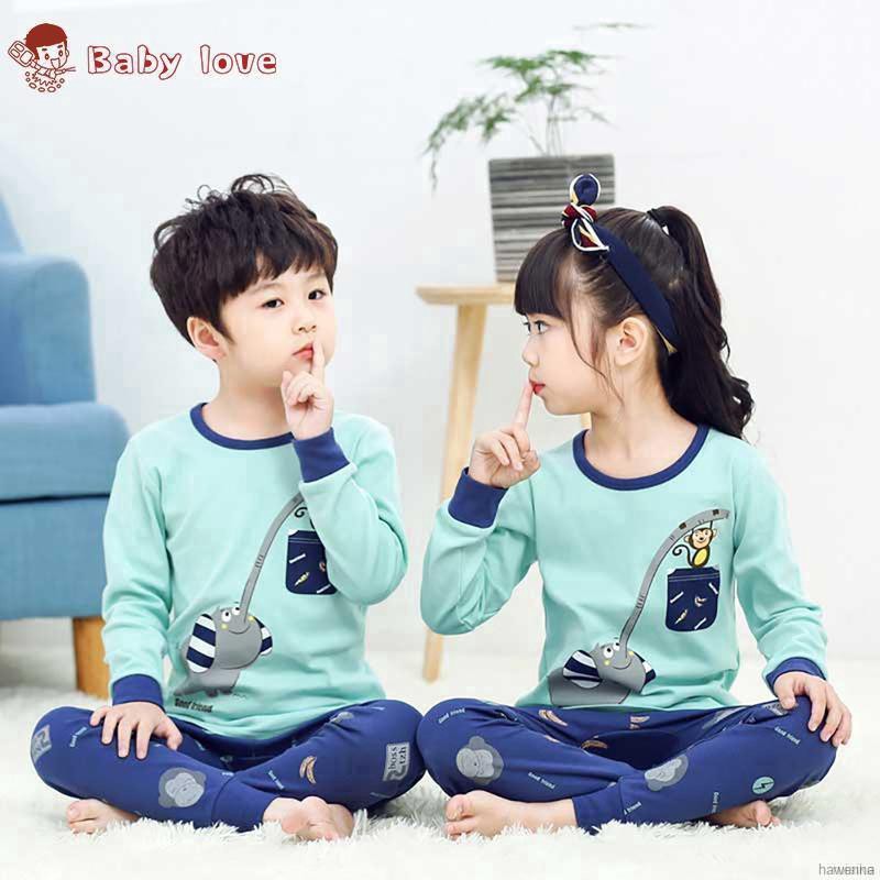 Bộ Đồ Ngủ Pijama Dài Tay In Họa Tiết Hoạt Hình Cho Bé