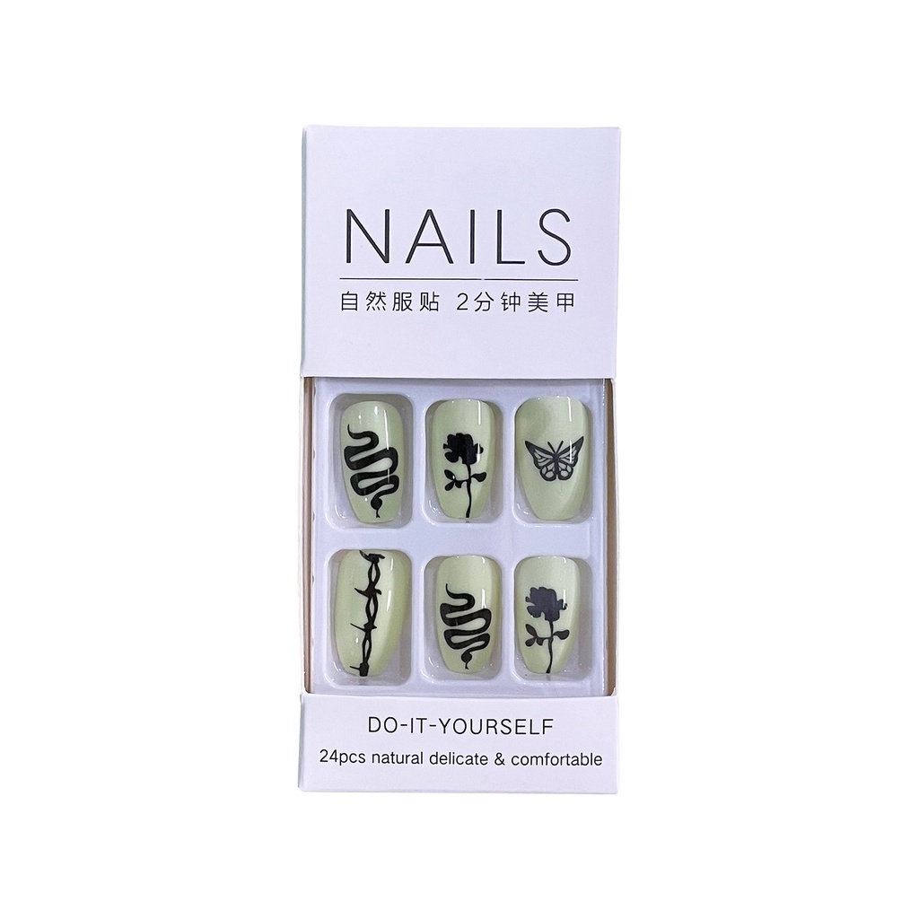 Set 24 Móng Tay Giả Trang Trí Nghệ Thuật