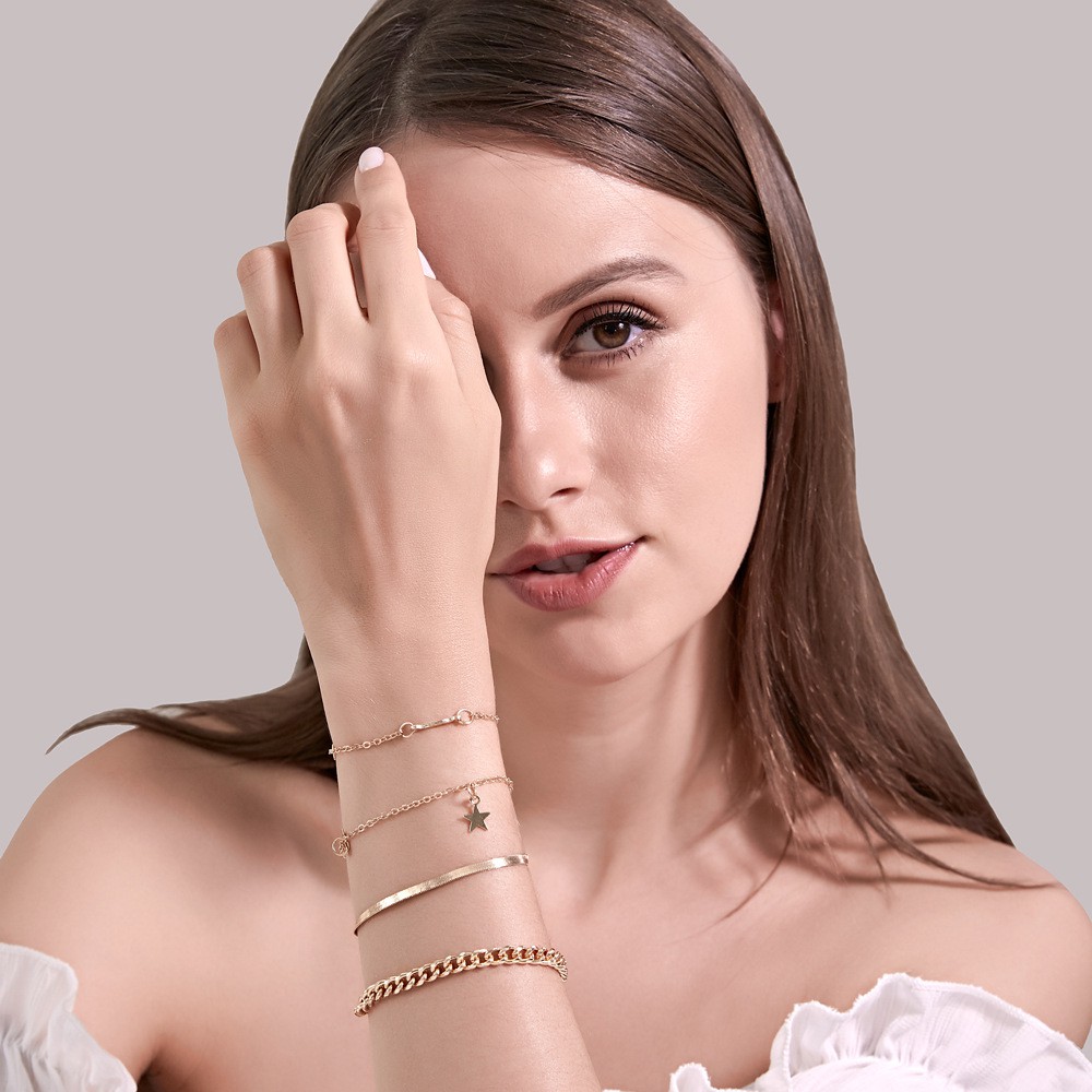 Set vòng tay nhiều lớp mặt hình ngôi sao thời trang cho nữ
