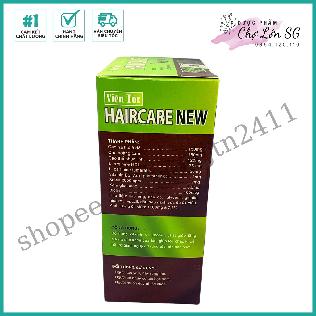 Viên tóc HAIRCARE NEW giúp tóc chắc khỏe, hỗ trợ giảm nguy cơ rụng tóc - hộp 30 viên