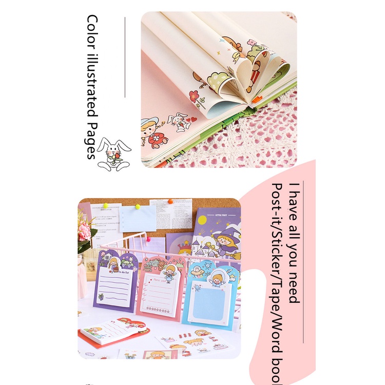Set 54 Hộp quà tặng Sổ tay cô gái dễ thương -Sticker-Washi Tape -Giấy Note  Sổ Ghi Chú  hình dán công chúa sổ ghi chép sticker trang trí sổ quà tặng bạn gái
