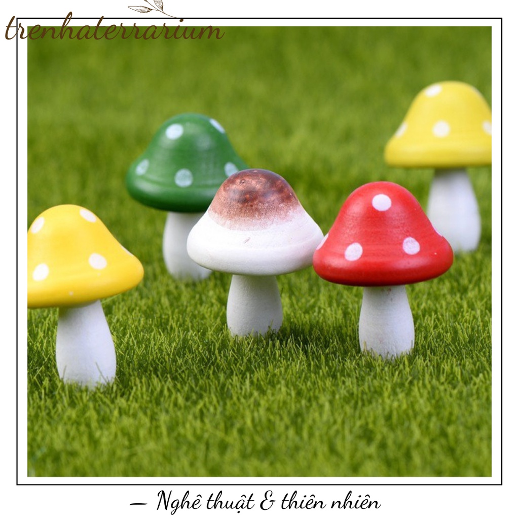 Tiểu cảnh nấm gỗ trang trí sen đá, xương rồng, terrarium, charm slime, cây cảnh mini, cây để bàn