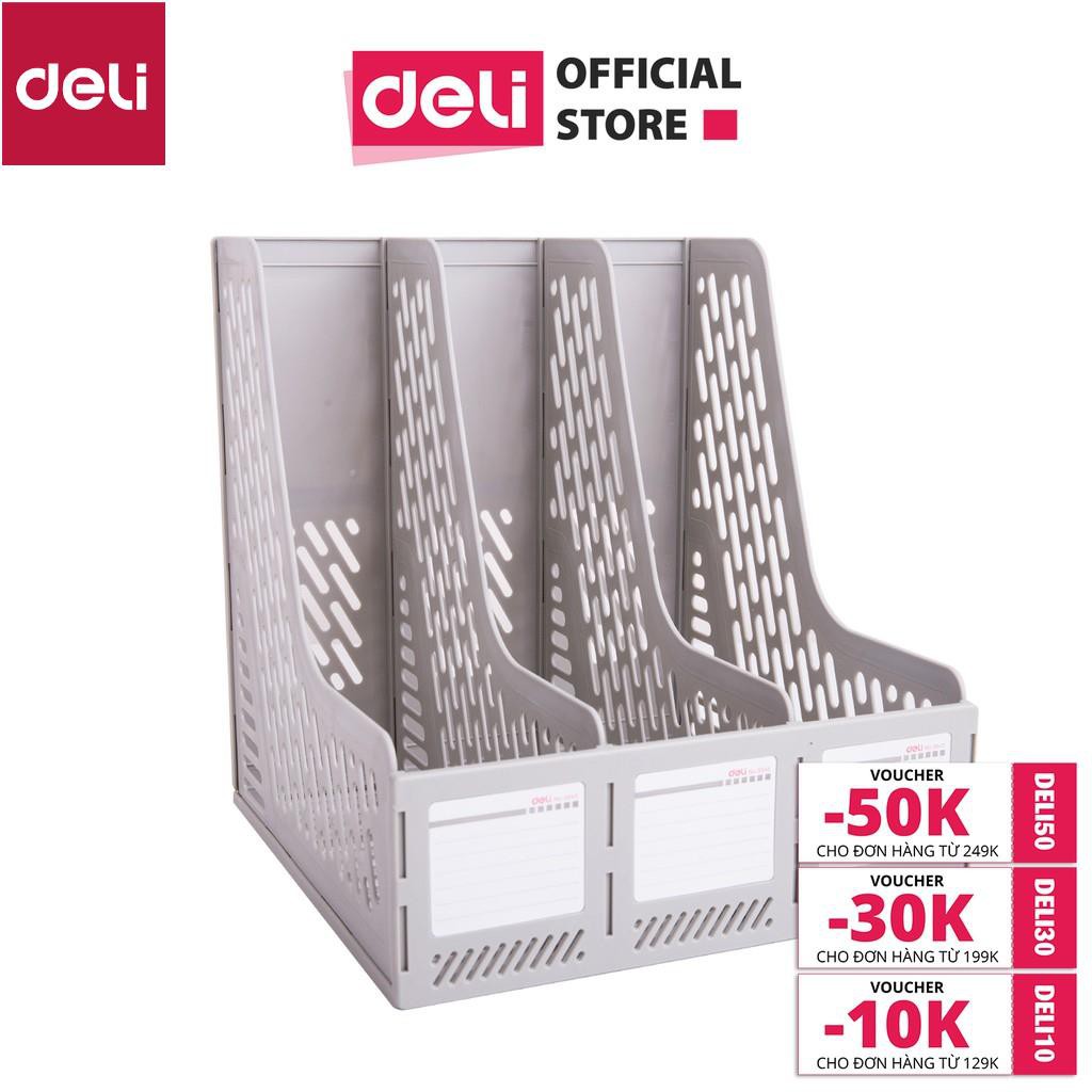 Giá tài liệu 3 ngăn đứng Deli - nhựa PP - Ghi xám - E9845 [Deli]