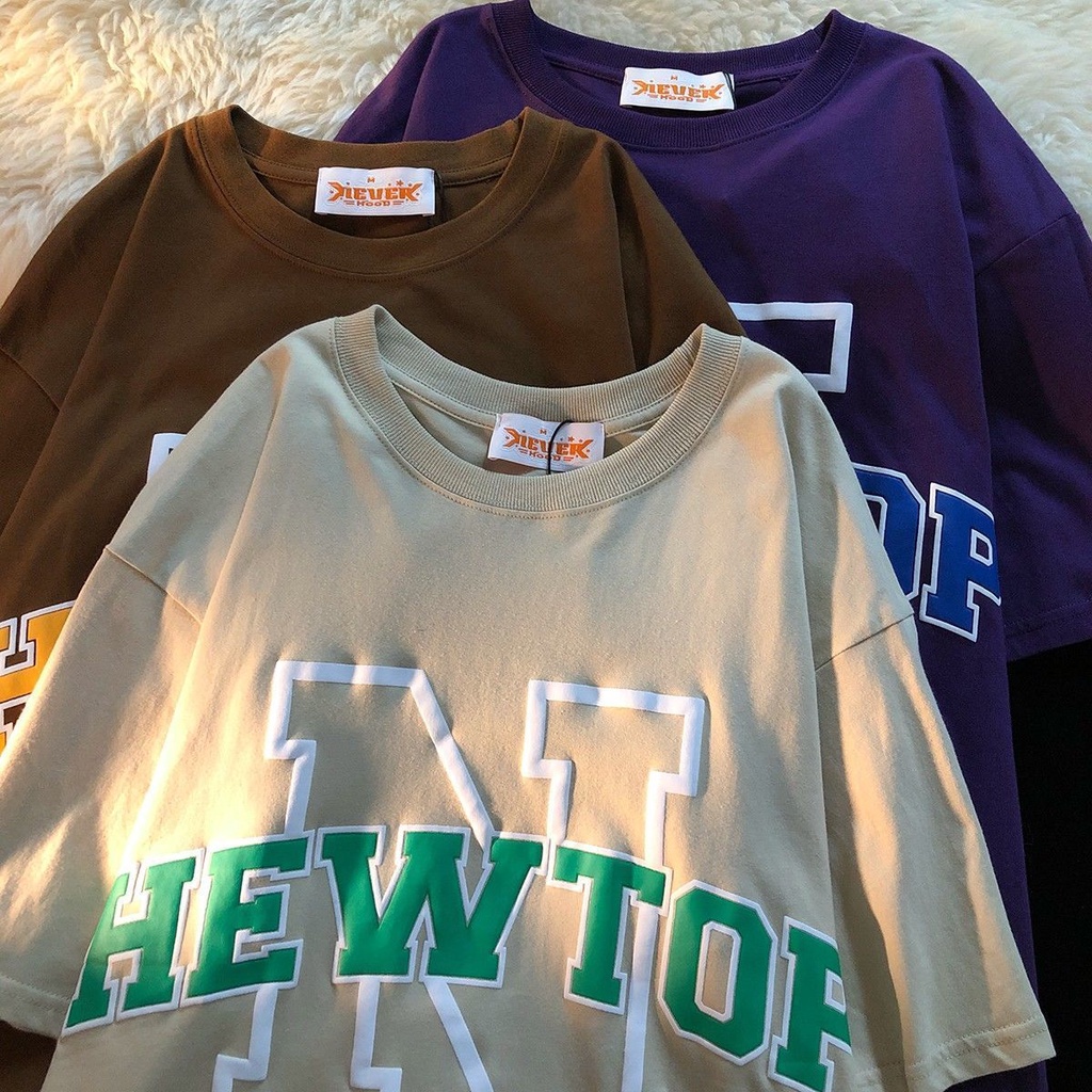 Áo Thun Nữ Ngắn Tay In Chữ Jiashucheng Salt Series Đơn Giản