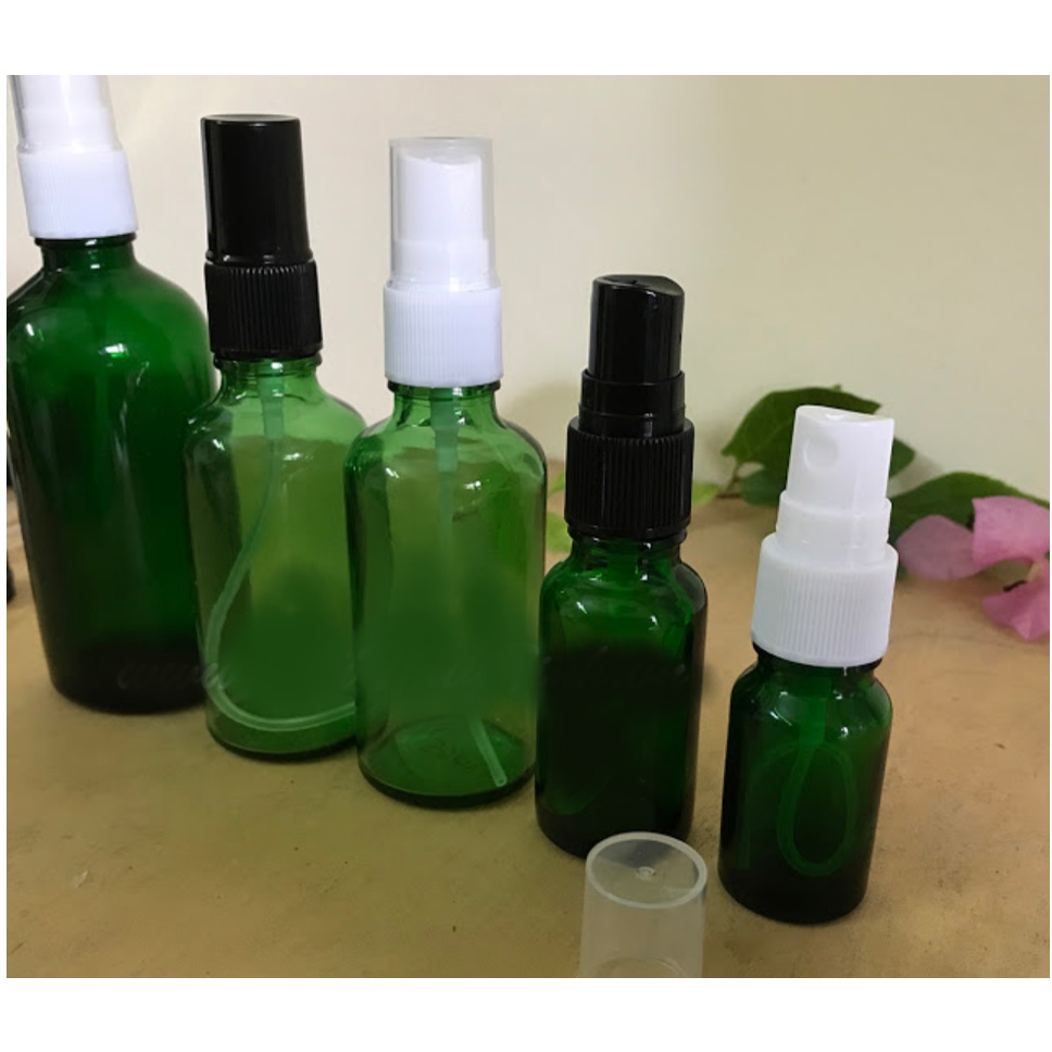 Lọ đựng chiết mỹ phẩm thủy tinh xanh nắp xịt 5ml/10ml/15ml/20ml/30ml/50ml/100ml [Giá sỉ/lẻ]