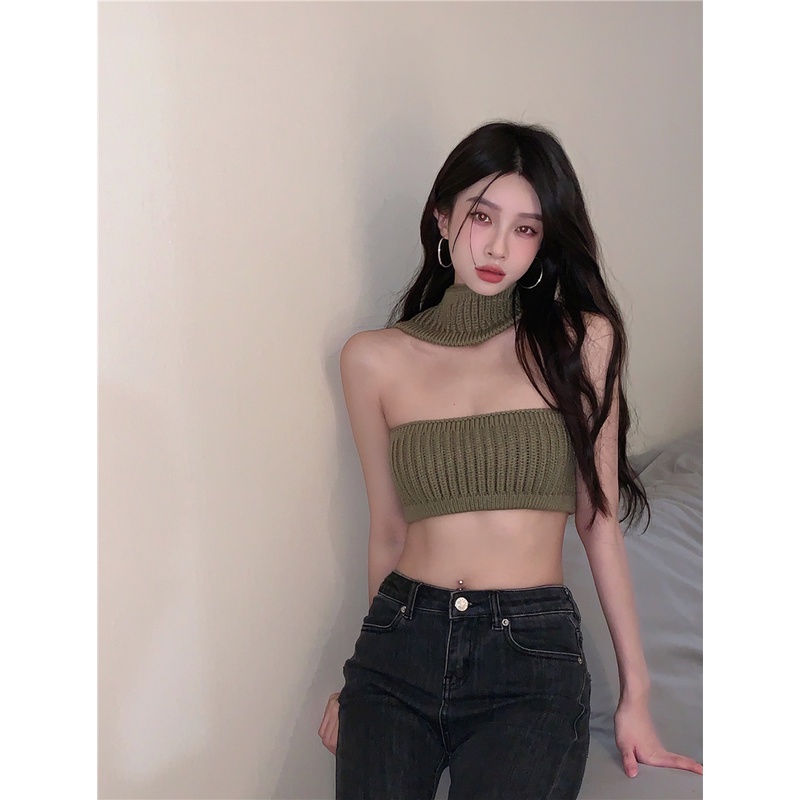 Áo Lửng Cổ Yếm Phong Cách Hàn Quốc Thời Trang Cho Nữ