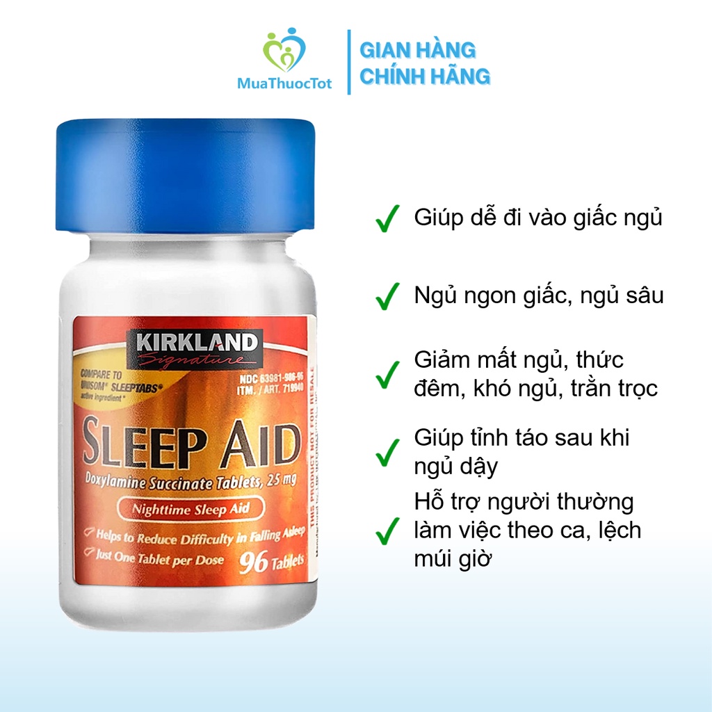 Viên Uống Hỗ Trợ Giấc Ngủ Ngon Kirkland Signature Sleep Aid