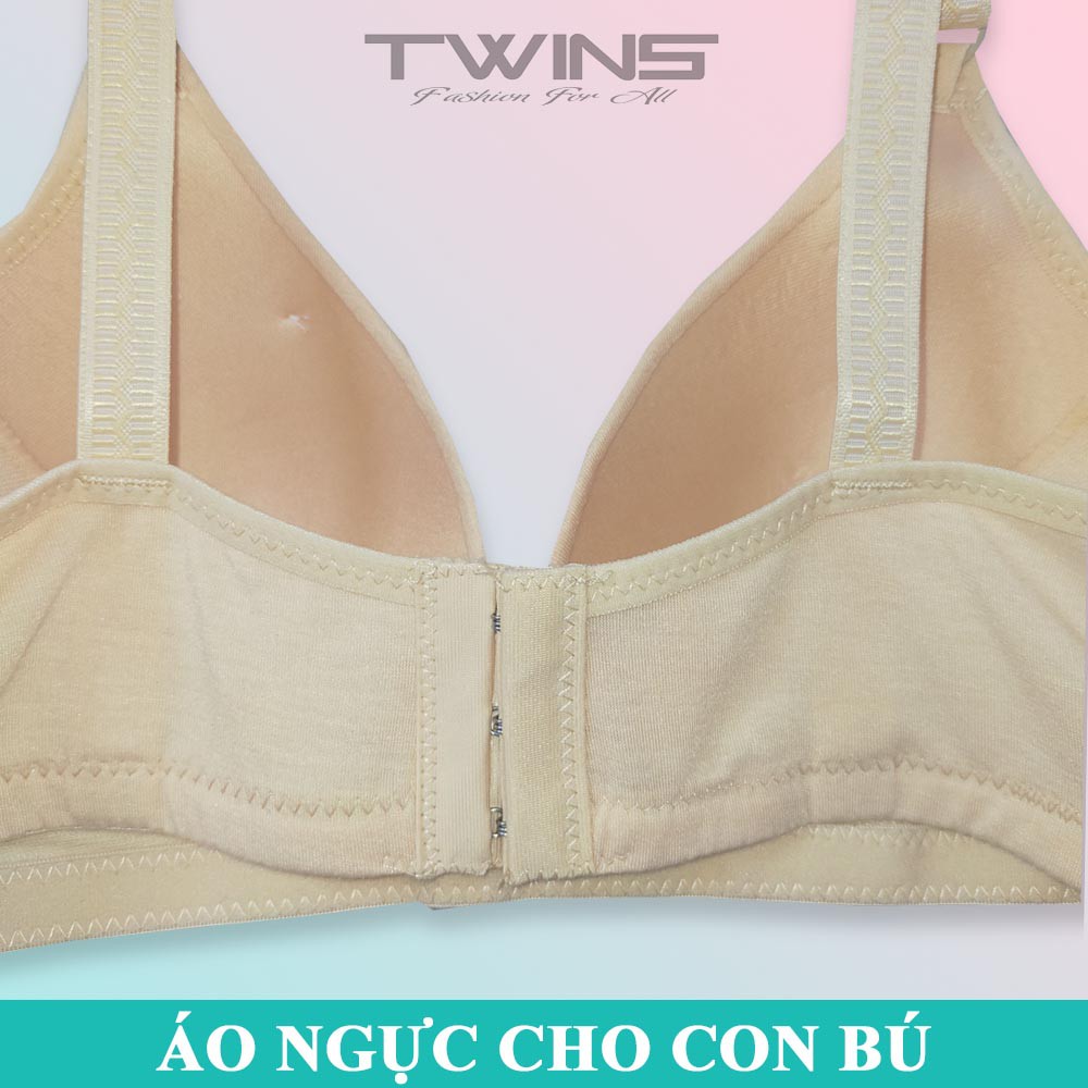 Áo ngực cho con bú không gọng cotton nút bấm mút ép vừa thoải mái thoáng mát size lớn 36-38-40-42