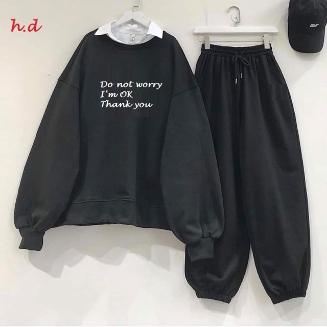 Sét 3 Do Not Worry + sơmi + quần bom HDN876