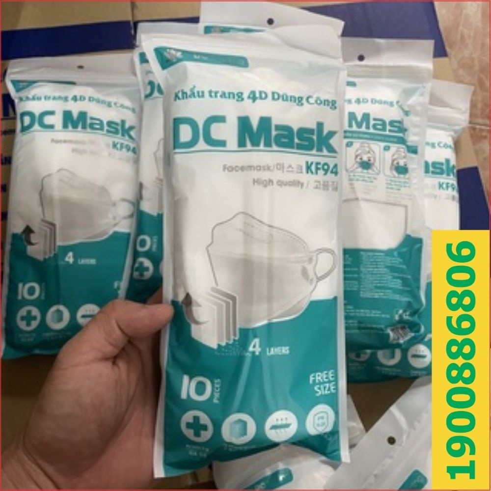 Túi 10 chiếc khẩu trang 4D Dũng Công Mask KF94 lọc bụi mịn, kháng khuẩn 4 lớp - Konni39 Sơn Hòa - 1900886806