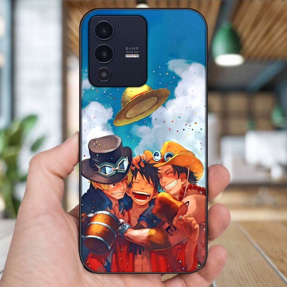 Ốp lưng Vivo V23 5G viền đen in hình Ace One Piece