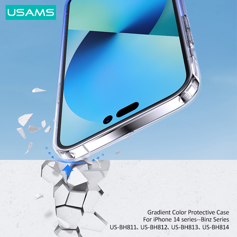 Usams Ốp Điện Thoại Silicon Mềm Chống Sốc Màu Gradient Cho iP14 Pro Max Plus