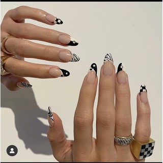 NAILBOX - Móng úp tiện lợi ( Đảm bảo giống hình, giá rẻ ) - TRẮNG ĐEN VÔ CỰC