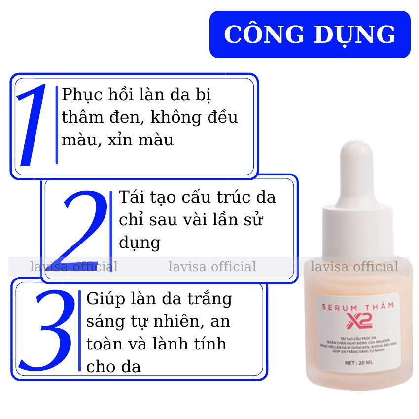 Serum thâm Huyền Phi X2 khử thâm nách thâm bẹn thâm body hiệu quả giúp da trắng sáng tự nhiên 20ml