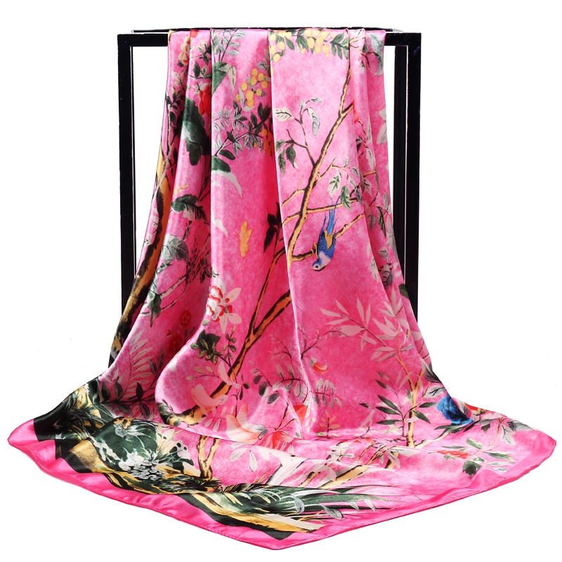 Khăn Turban Vuông 90CM(35.4inch) Bằng Vải Satin Họa Tiết Ngựa Nhiều Màu Sắc WJ1003-47