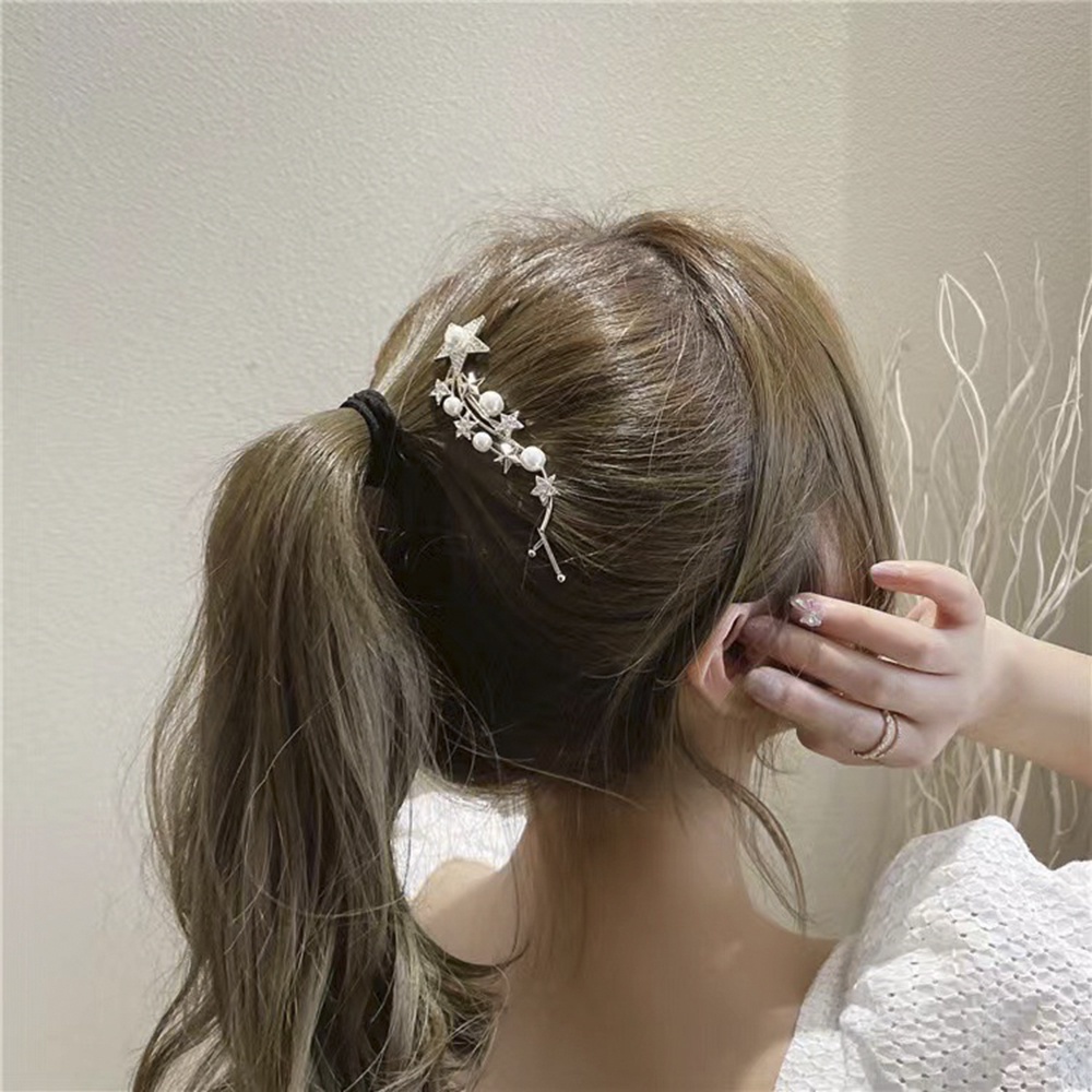 Kẹp Tóc Hình Ngôi Sao Đính Ngọc Trai Lãng Mạn Cho Nữ