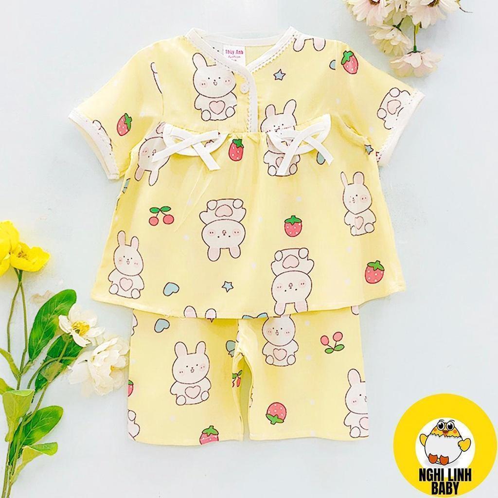 Đồ mặc nhà bộ tole bé gái tay ngắn quần lửng size M: 27-32kg - Nghi Linh Baby