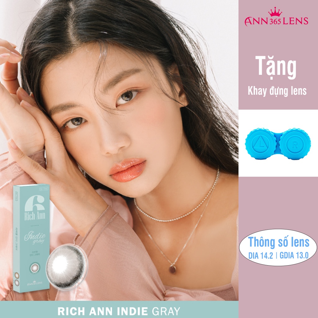 Lens mắt 1 ngày màu xám tây Indie Gray ANN365, kính áp tròng đeo êm suốt 12H dành cho mắt nhạy cảm full độ cận