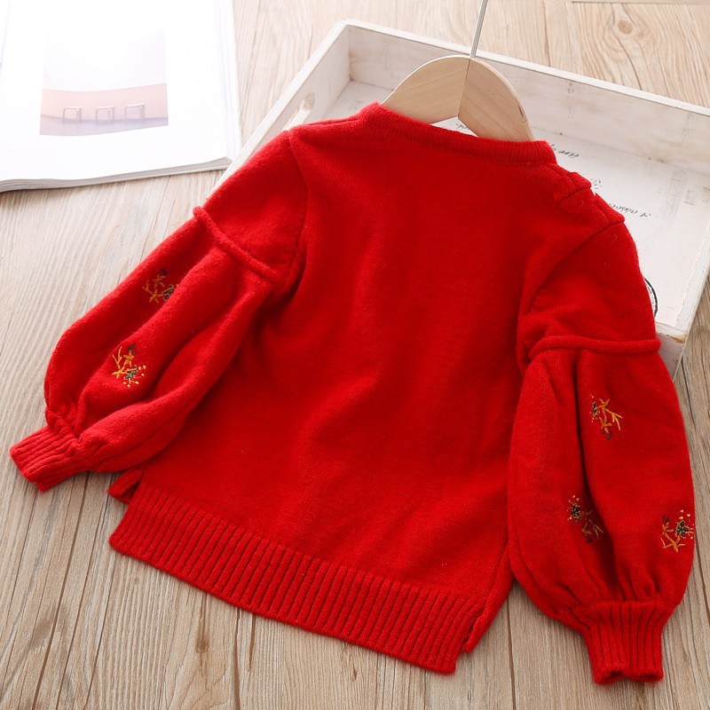 [HÀNG QUẢNG CHÂU CAO CẤP] Áo khoác len tay bồng màu đỏ cho bé gái cực xinh Smartkids TE1537