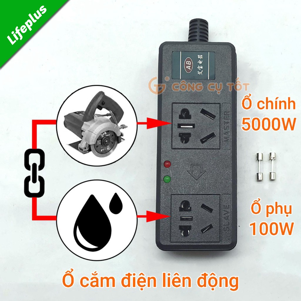 Ổ cắm điện liên động chính 5000W phụ 100W