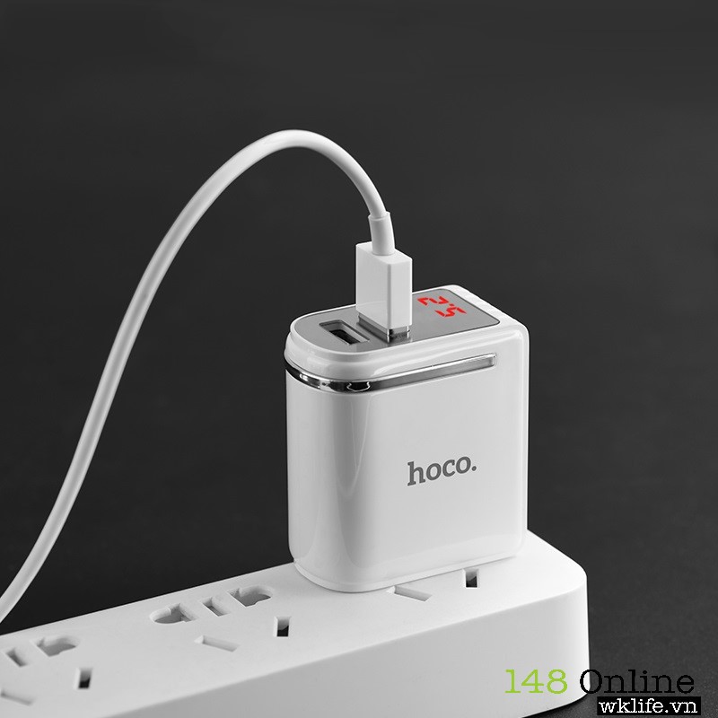 Củ Sạc HOCO C39 | Sạc Nhanh Iphone Ipad | 2 USB Led Báo Dòng