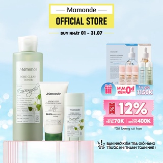 Bộ làm sạch & giảm bã nhờn, ngừa mụn đầu đen Mamonde Pore Clean Toner 250ml + Pore Clean Stick 18g + Sữa rửa mặt 50ml