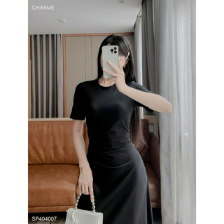 Váy thun dáng dài basic nhúm eo Charme 404007